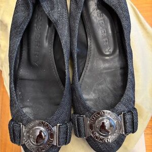 Burberry Charcoal Flats with Silver Accents